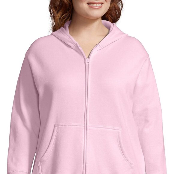Just My Size JMS EcoSmart Women's Full-Zip Hoodie, Fleece Pale Pink 3X - Picture 1 of 2
